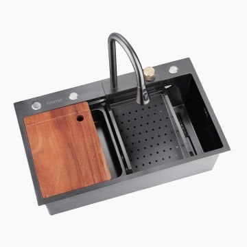 Krome Teknolojik Akıllı Eviye Seti Kombine Basic Nano Siyah KRM1010-BL