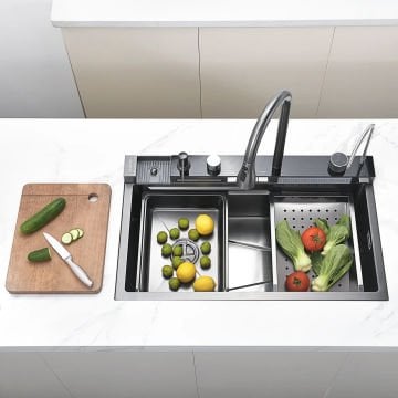 Krome Teknolojik Akıllı Eviye Seti Kombine Ultimate Nano Siyah KRM1020-BL