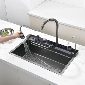 Krome Teknolojik Akıllı Eviye Seti Kombine Ultimate Nano Siyah KRM1020-BL