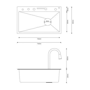 Krome Teknolojik Akıllı Eviye Seti Kombine Ultimate Nano Siyah KRM1020-BL