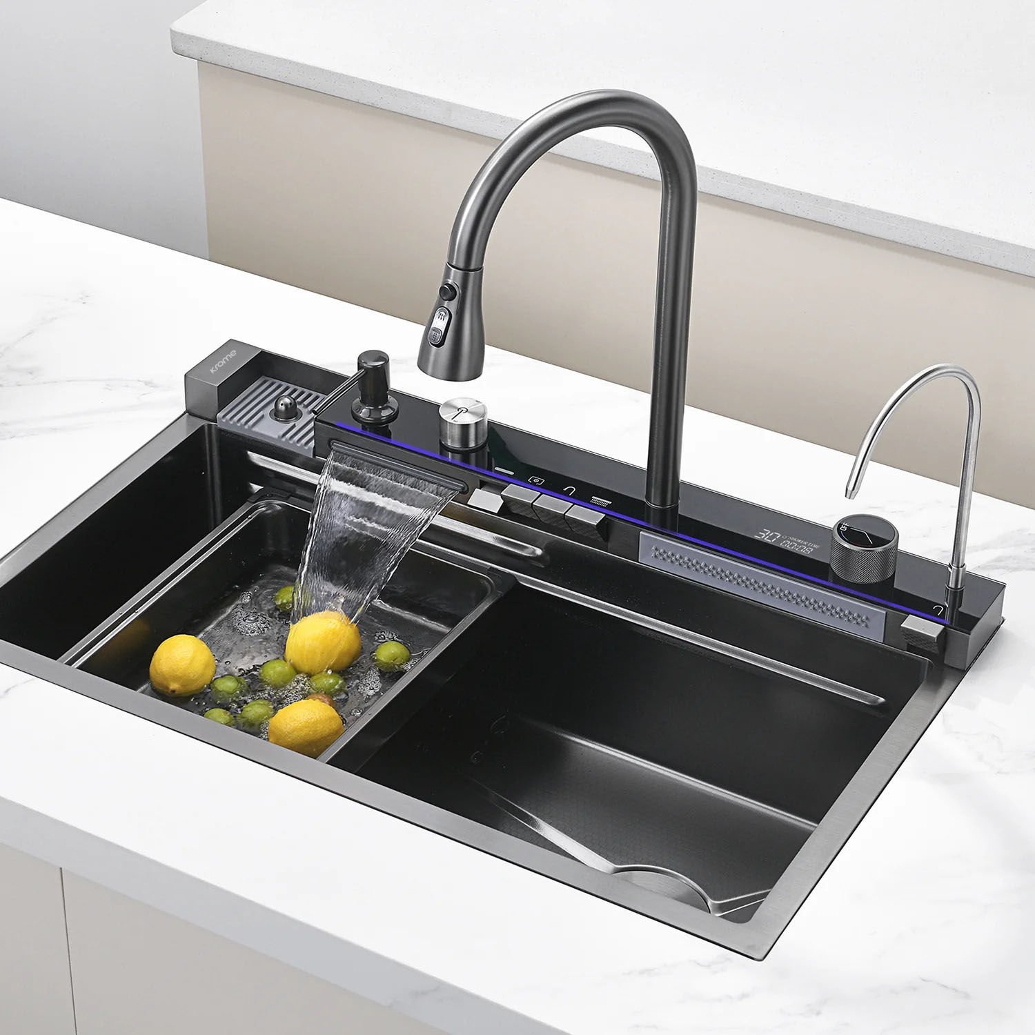 Krome Teknolojik Akıllı Eviye Seti Kombine Ultimate Nano Siyah KRM1020-BL