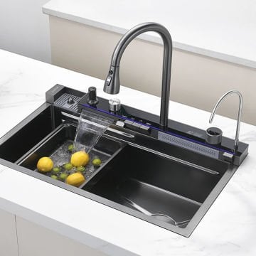 Krome Teknolojik Akıllı Eviye Seti Kombine Ultimate Nano Siyah KRM1020-BL