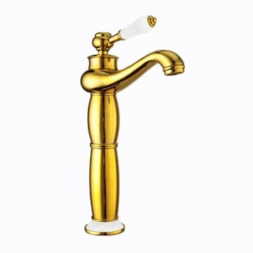 Fause Yüksek Çanak Rustik Lavabo Bataryası Vintage Altın KSL100-G