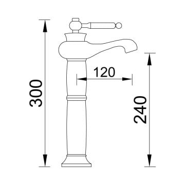 Fause Yüksek Çanak Rustik Lavabo Bataryası Vintage Altın KSL100-G