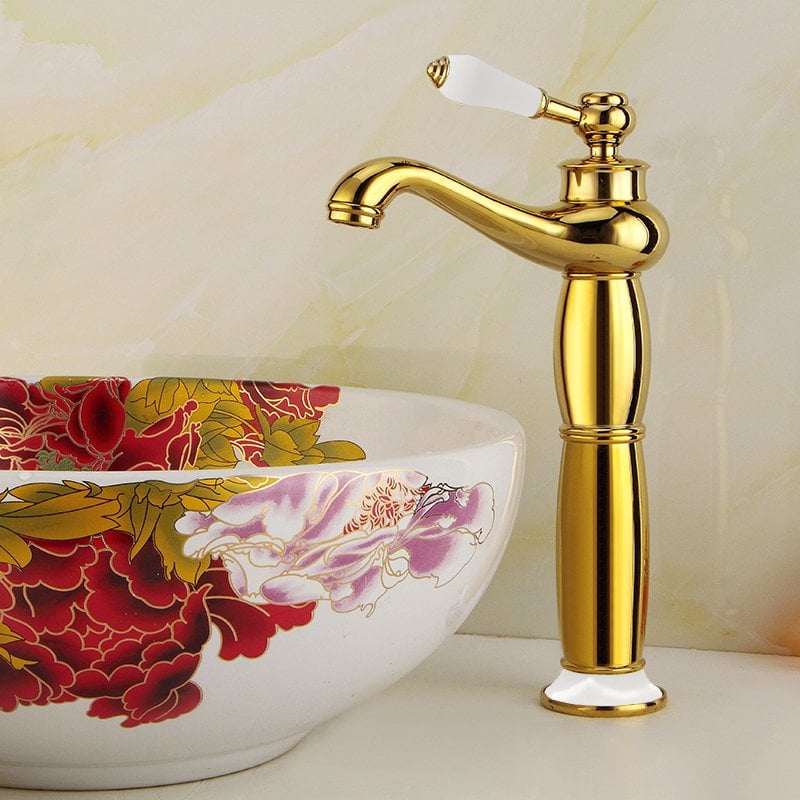 Fause Yüksek Çanak Rustik Lavabo Bataryası Vintage Altın KSL100-G