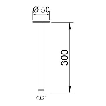 Fause Ankastre Duş Başlığı Borulu Oval Slim Metal Ø25 cm Tavandan Siyah