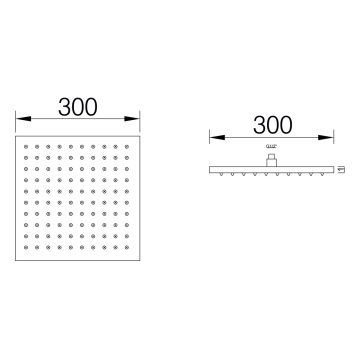 Fause Tepe Duş Başlığı Kare Slim 304 Metal 30x30 cm Siyah KTD103-B