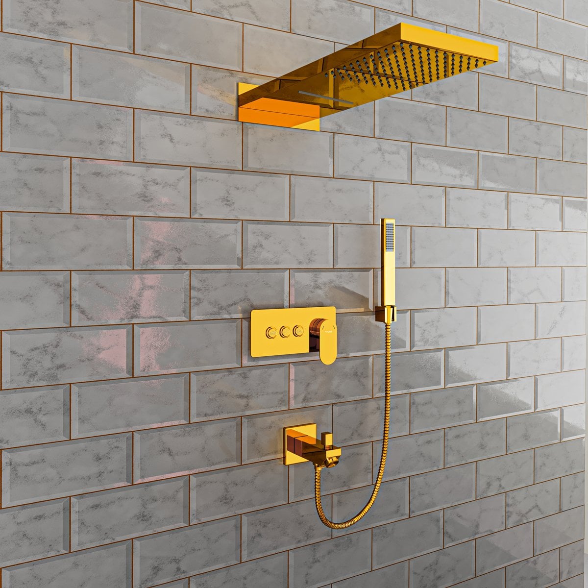 Fause Ankastre Comfort Panel Şelale Duş Seti Altın Gold FAU111-G