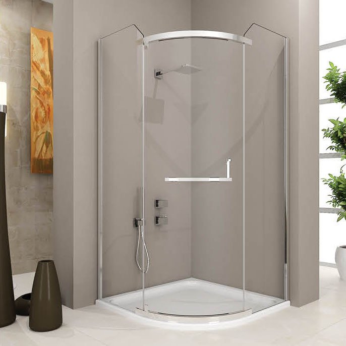 S'tina Oval Menteşeli Duşakabin Teknesiz 6mm Temperli Cam Comfort 90x90 cm - Krom Profil - Desenli Cam