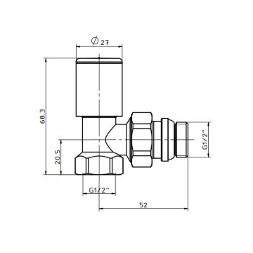 Fause Radyatör Havlupan Vanası Köşe Tip 1/2'' Siyah KVN101-B