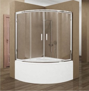 S'tina Oval Duşakabin Küvet Üzeri 5mm Temperli Cam Milano 140x140 cm - Krom Profil - Saydam Cam