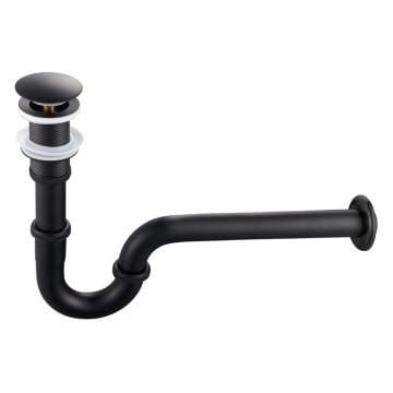 Fause Pop-up Basmalı Paslanmaz Çelik Metal Lavabo Sifonu Siyah KSF101-B